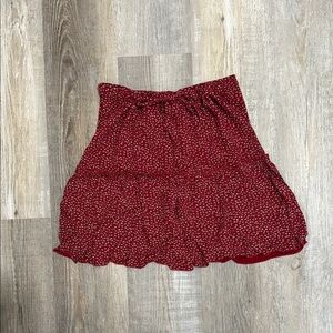 Brandy Melville Red Floral Tiered Mini Skirt